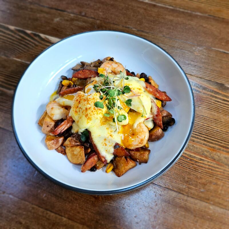 Cajun Prawn & Chorizo Breakfast Hash $22.99